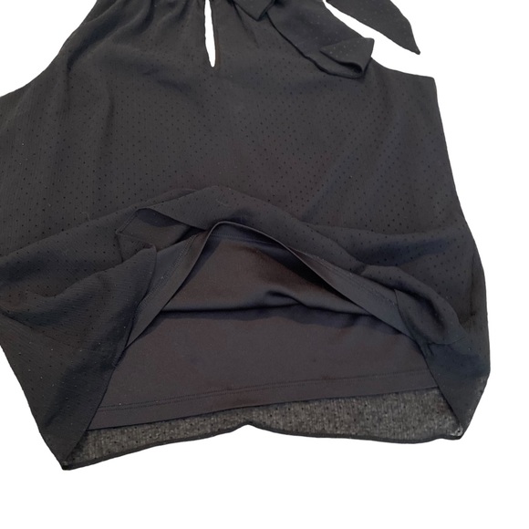 White House Black Market Black Textured Polka Dot Bow Halter Top, Size Medium - Picture 5 of 12